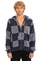 Classic CHECK QUILT ZIP HOODIE - HEATHER CHARCOAL