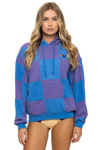 Classic CHECK QUILT RELAXED PULLOVER HOODIE - LAVENDER OCEAN