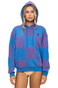 Classic CHECK QUILT RELAXED PULLOVER HOODIE - LAVENDER OCEAN