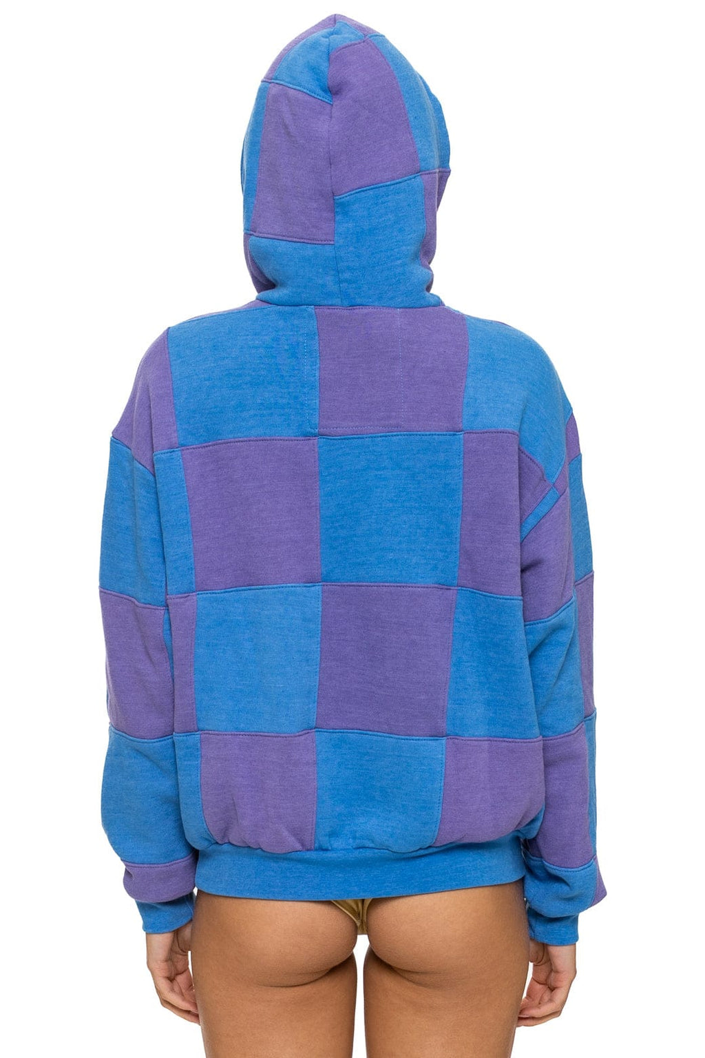 Classic CHECK QUILT RELAXED PULLOVER HOODIE - LAVENDER OCEAN