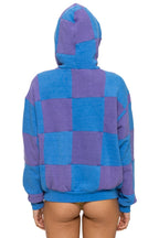 Classic CHECK QUILT RELAXED PULLOVER HOODIE - LAVENDER OCEAN