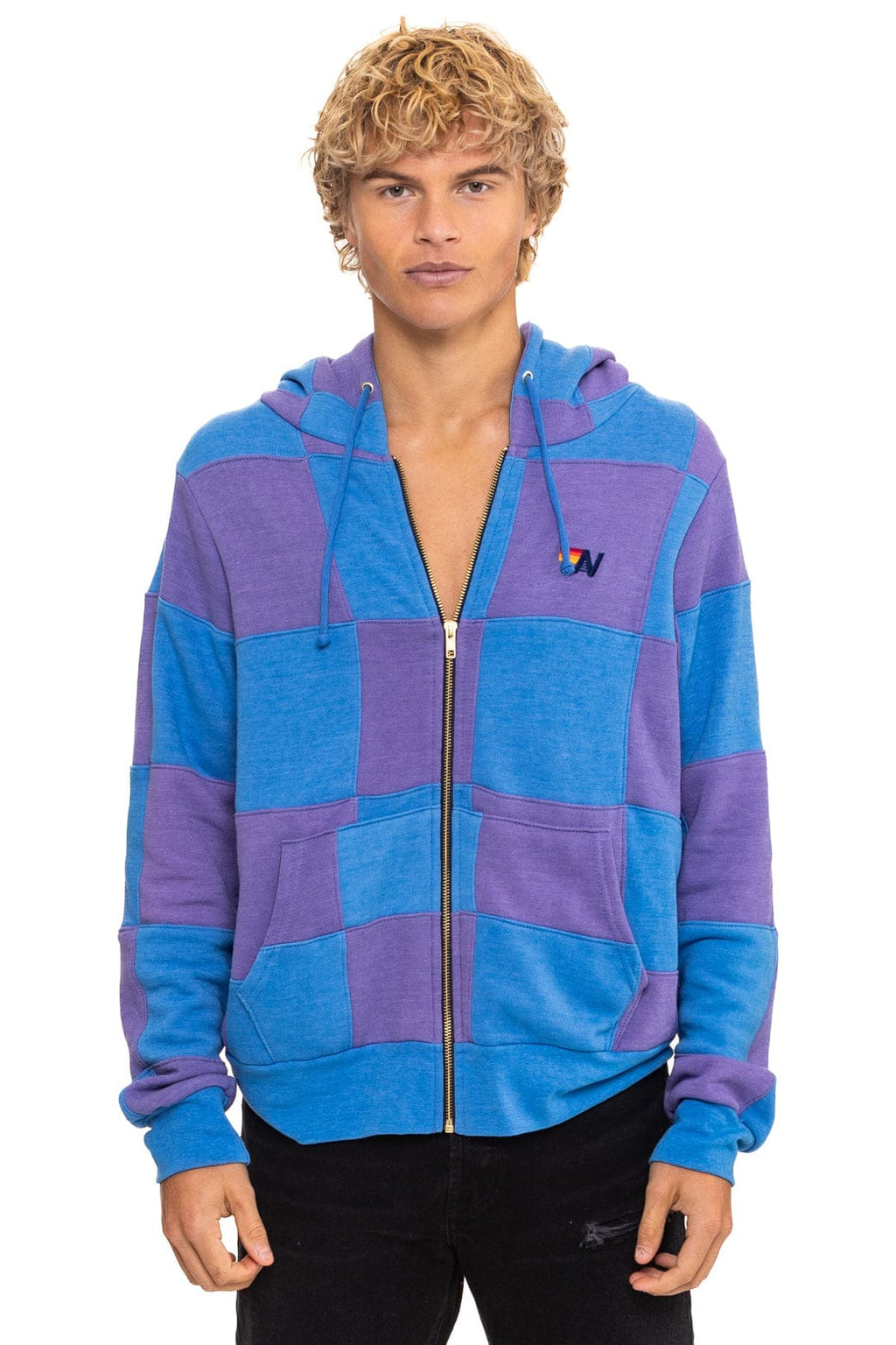 Classic CHECK QUILT ZIP HOODIE - LAVENDER OCEAN