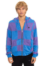 Classic CHECK QUILT ZIP HOODIE - LAVENDER OCEAN