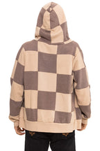 Classic CHECK QUILT ZIP HOODIE - SAND TAUPE