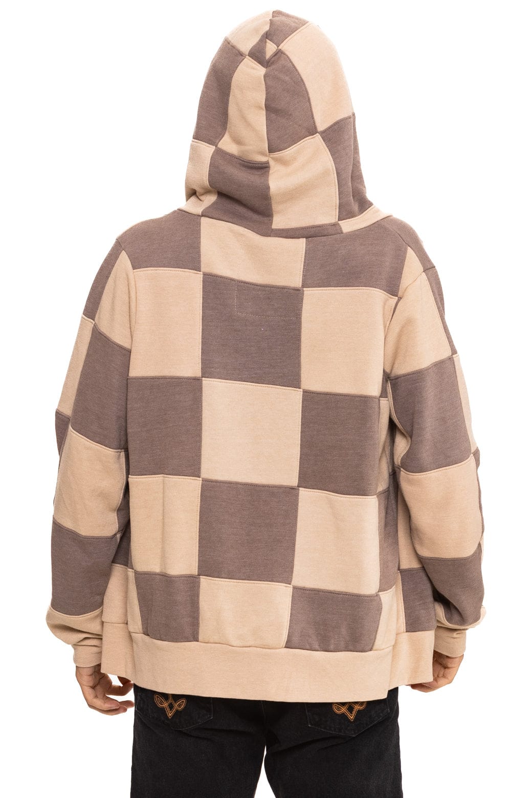 Classic CHECK QUILT ZIP HOODIE - SAND TAUPE