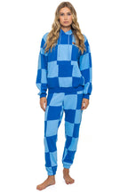 Classic CHECK QUILT RELAXED PULLOVER HOODIE - SKY ADVENTURE BLUE