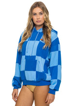 Classic CHECK QUILT RELAXED PULLOVER HOODIE - SKY ADVENTURE BLUE