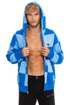 Classic CHECK QUILT ZIP HOODIE - SKY ADVENTURE BLUE
