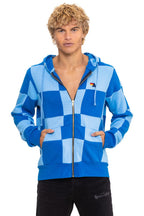 Classic CHECK QUILT ZIP HOODIE - SKY ADVENTURE BLUE