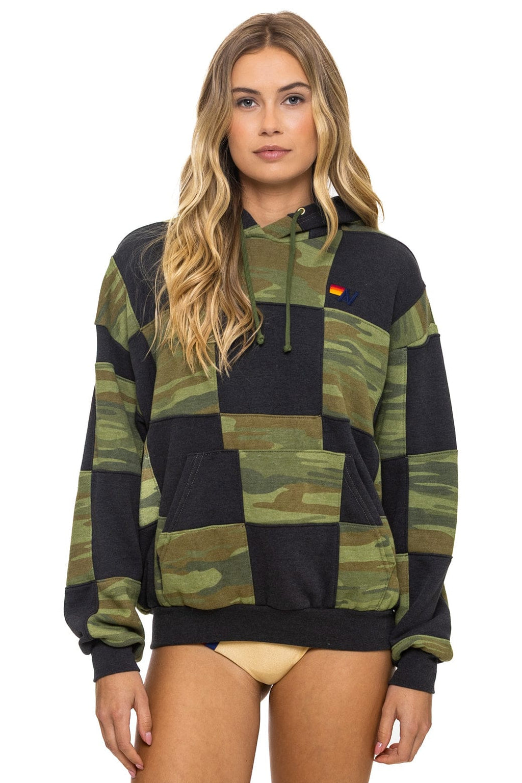 Classic CHECK QUILT RELAXED PULLOVER HOODIE - SMOKE CAMO