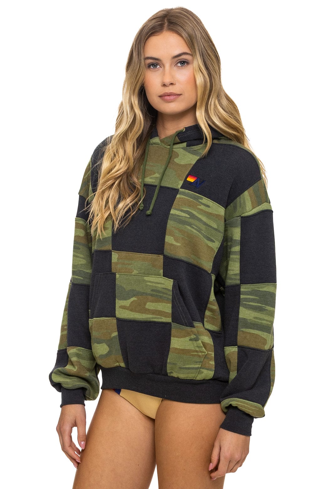 Classic CHECK QUILT RELAXED PULLOVER HOODIE - SMOKE CAMO