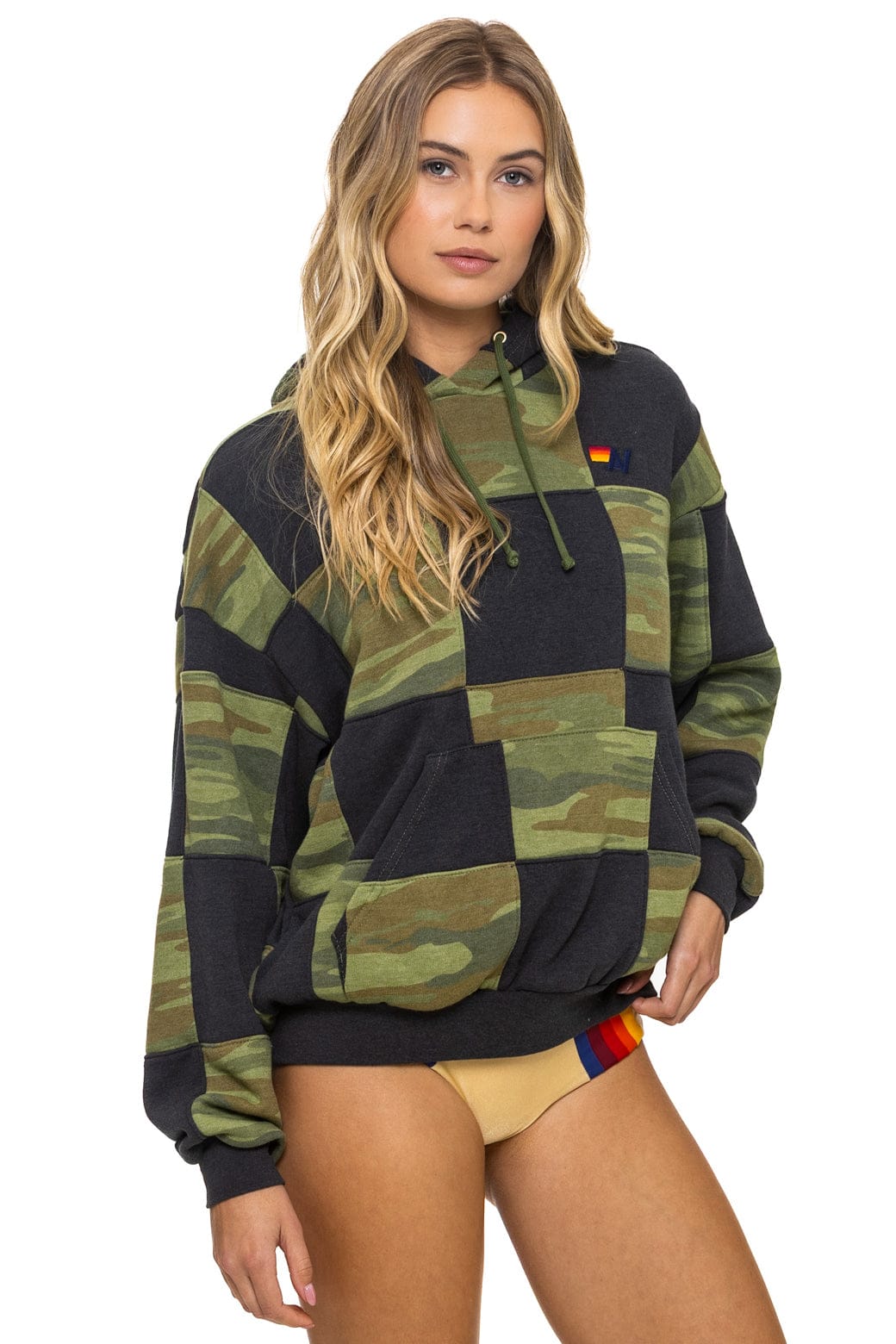 Classic CHECK QUILT RELAXED PULLOVER HOODIE - SMOKE CAMO