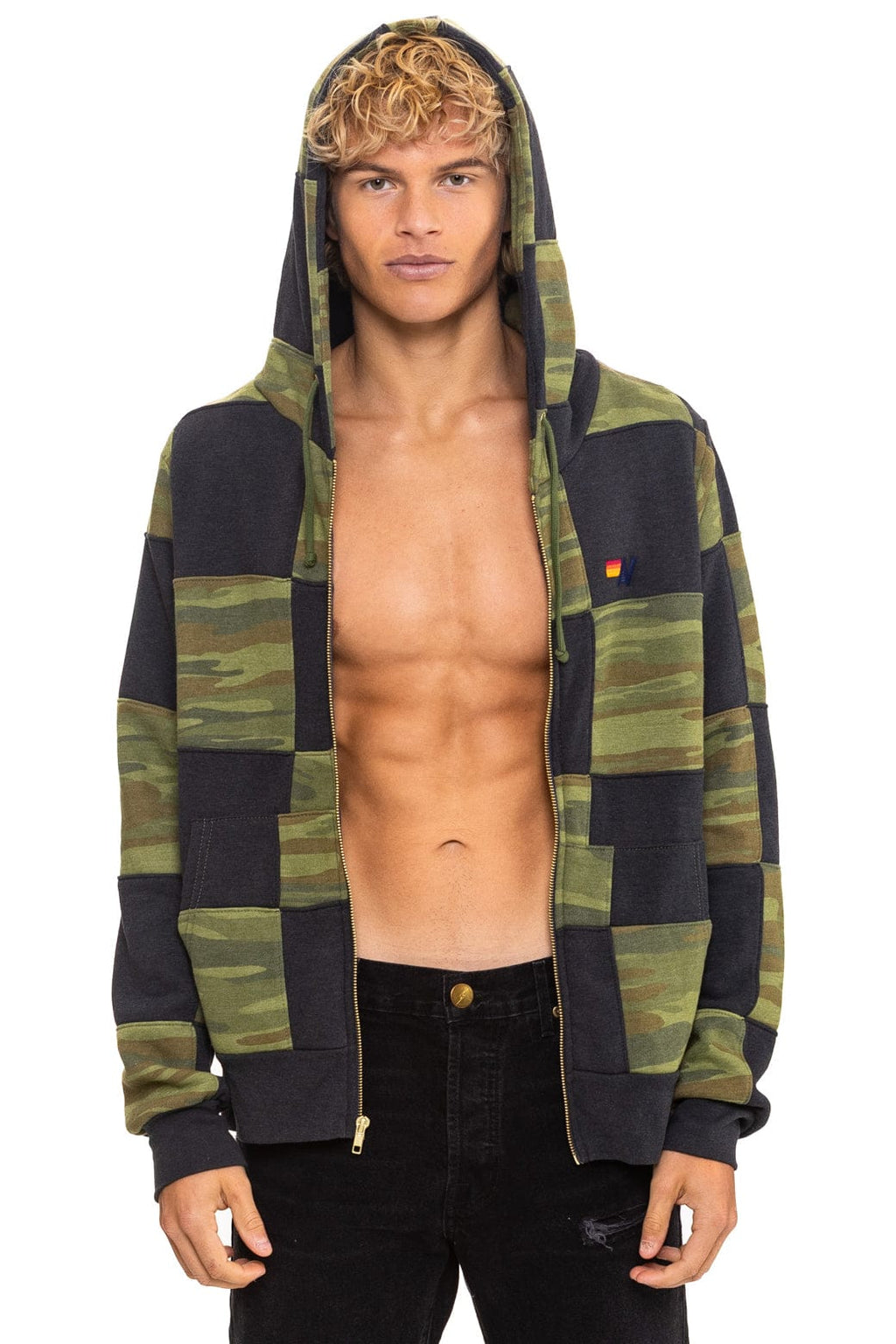 Classic CHECK QUILT ZIP HOODIE - SMOKE CAMO