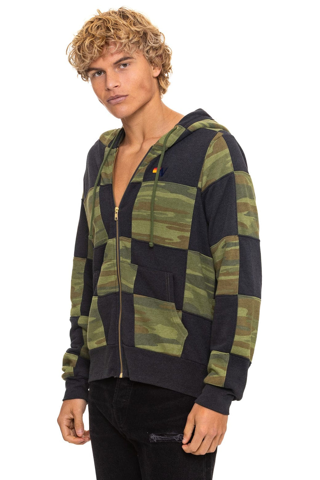 Classic CHECK QUILT ZIP HOODIE - SMOKE CAMO