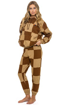 Classic CHECK QUILT RELAXED PULLOVER HOODIE - TAN CINNAMON