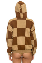 Classic CHECK QUILT RELAXED PULLOVER HOODIE - TAN CINNAMON