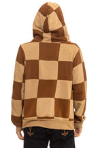 Classic CHECK QUILT ZIP HOODIE - TAN CINNAMON