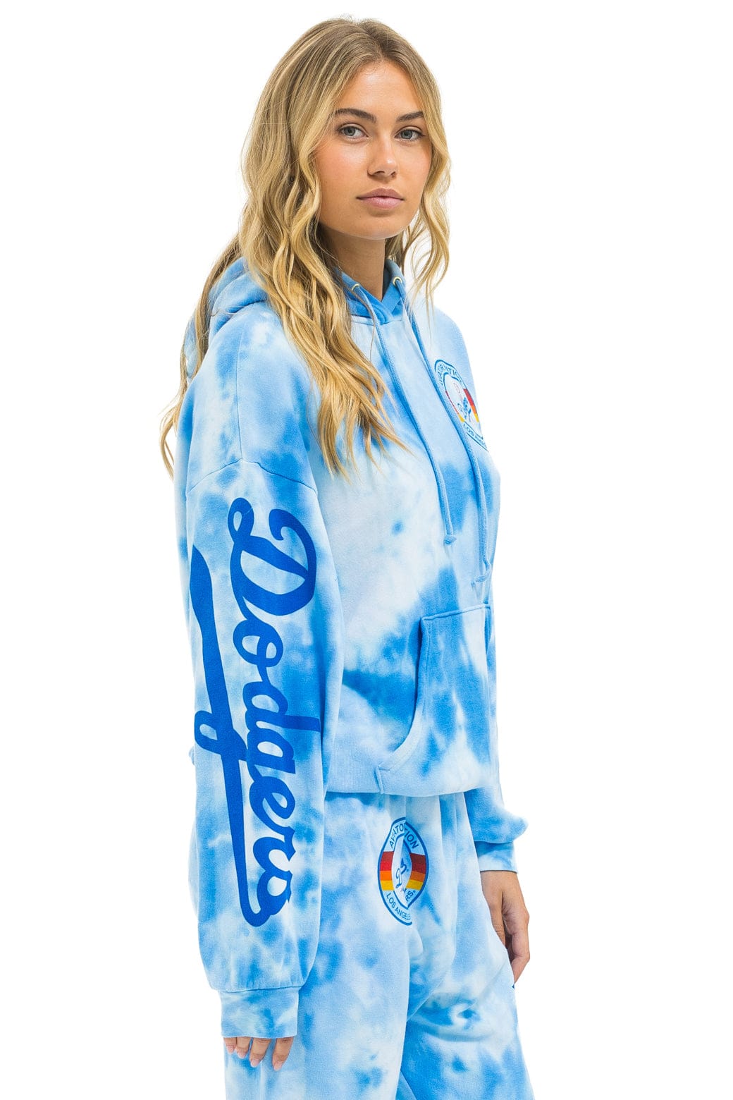 Classic LOS ANGELES DODGERS HAND DYED RELAXED PULLOVER HOODIE - TIE DYE BLUE
