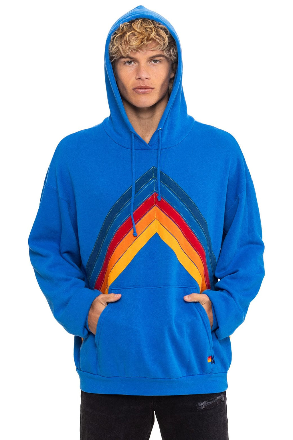Classic MOUNTAIN STITCH CHEVRON PULLOVER HOODIE RELAXED - ADVENTURE BLUE