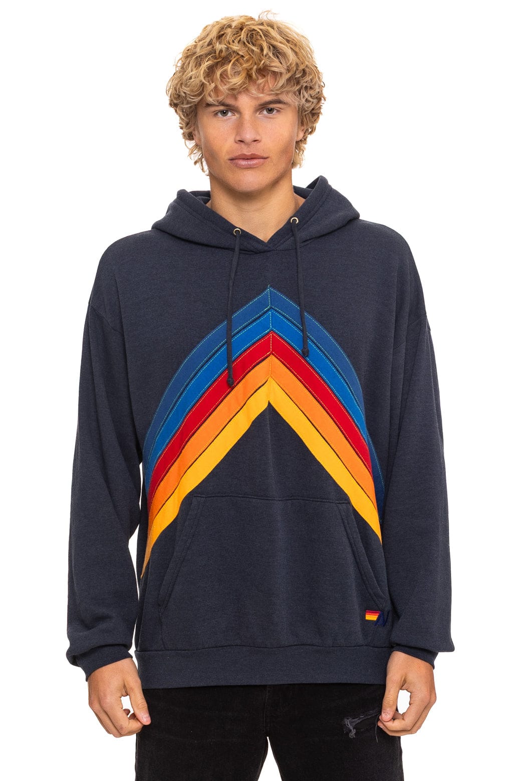 Classic MOUNTAIN STITCH CHEVRON PULLOVER HOODIE RELAXED - CHARCOAL