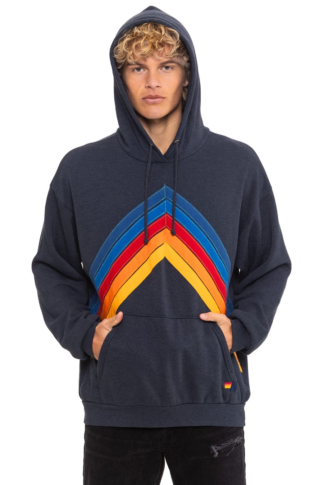 Classic MOUNTAIN STITCH CHEVRON PULLOVER HOODIE RELAXED - CHARCOAL