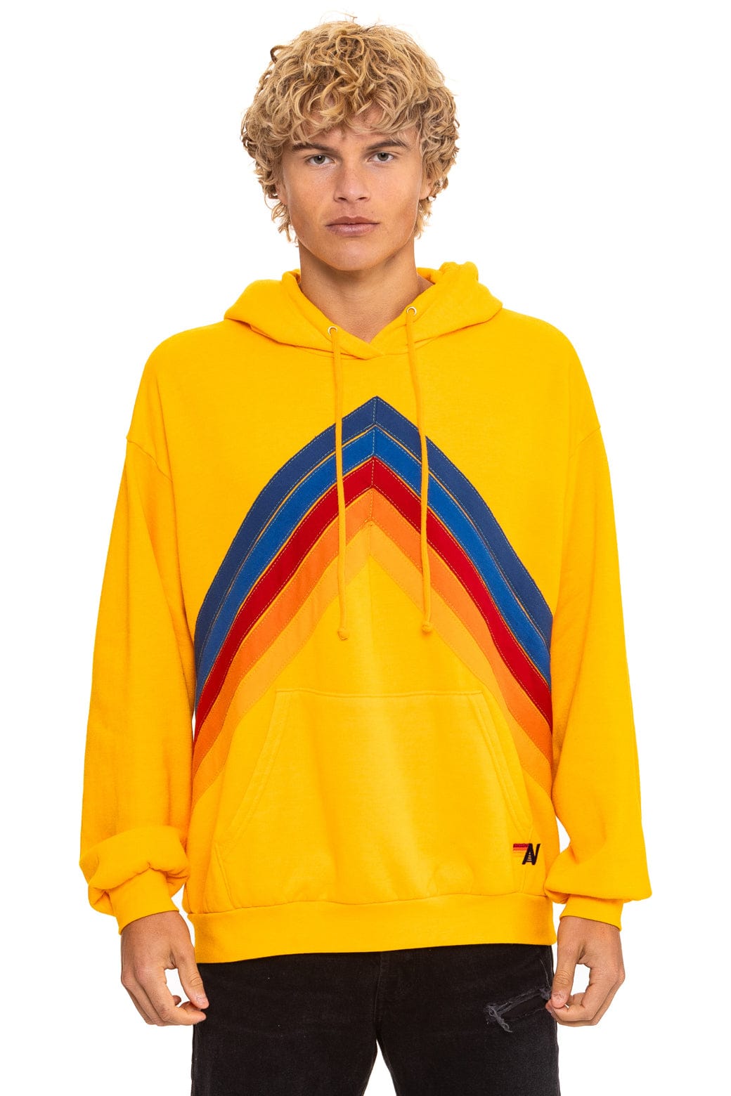 Classic MOUNTAIN STITCH CHEVRON PULLOVER HOODIE RELAXED - GOLD