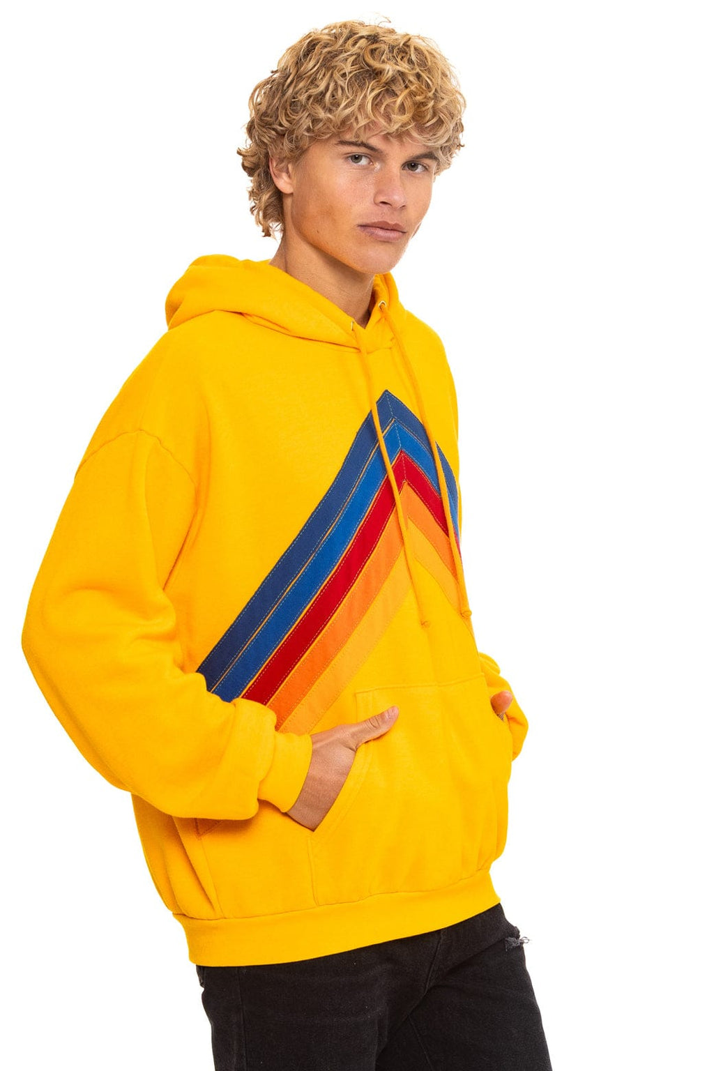 Classic MOUNTAIN STITCH CHEVRON PULLOVER HOODIE RELAXED - GOLD