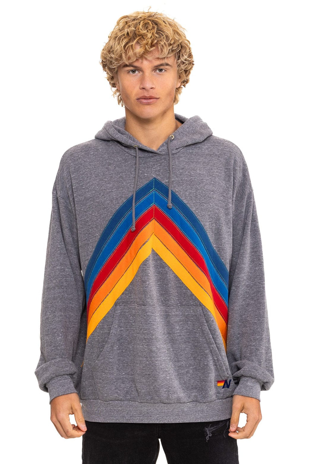 Classic MOUNTAIN STITCH CHEVRON PULLOVER HOODIE RELAXED - HEATHER GREY