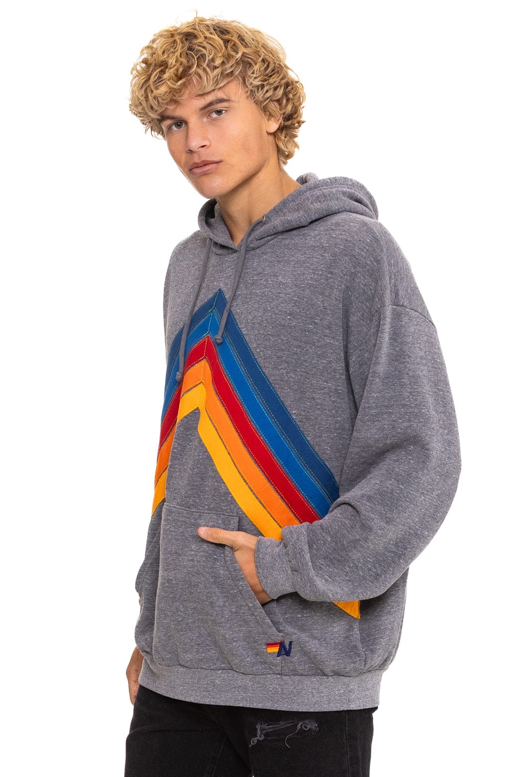 Classic MOUNTAIN STITCH CHEVRON PULLOVER HOODIE RELAXED - HEATHER GREY