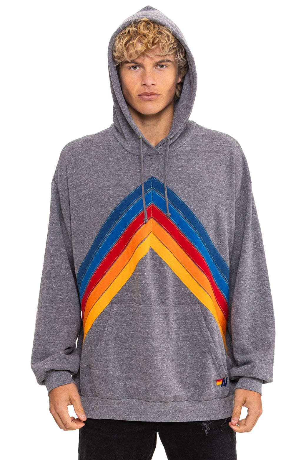 Classic MOUNTAIN STITCH CHEVRON PULLOVER HOODIE RELAXED - HEATHER GREY
