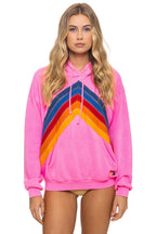 Classic MOUNTAIN STITCH CHEVRON PULLOVER HOODIE RELAXED - NEON PINK