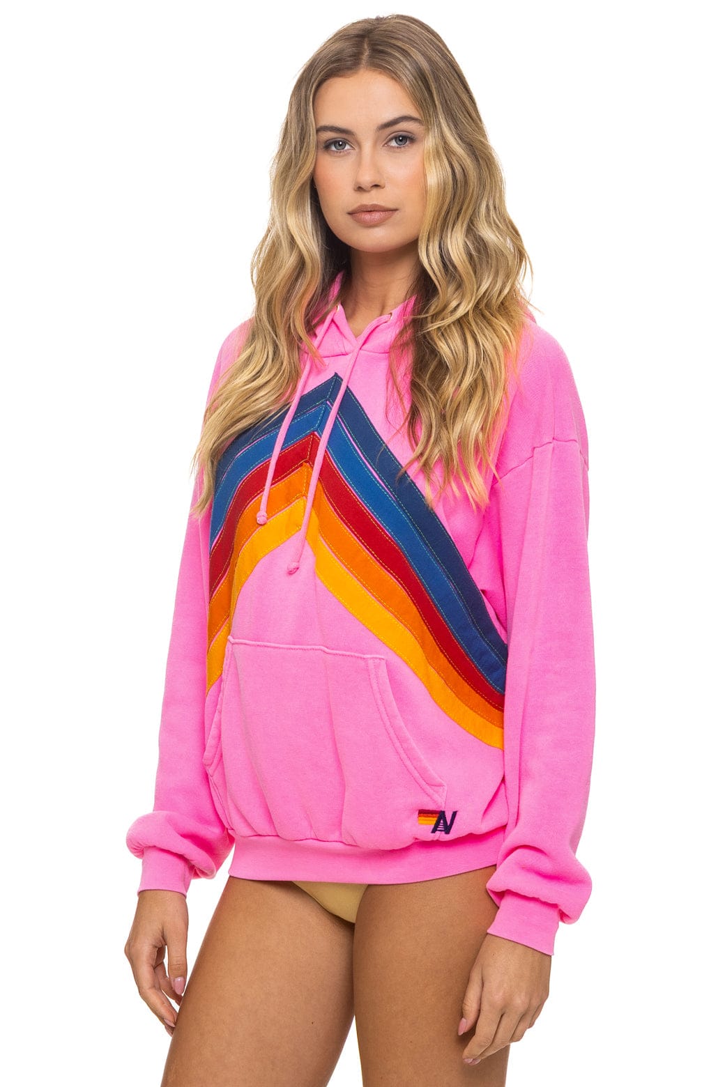 Classic MOUNTAIN STITCH CHEVRON PULLOVER HOODIE RELAXED - NEON PINK