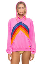 Classic MOUNTAIN STITCH CHEVRON PULLOVER HOODIE RELAXED - NEON PINK