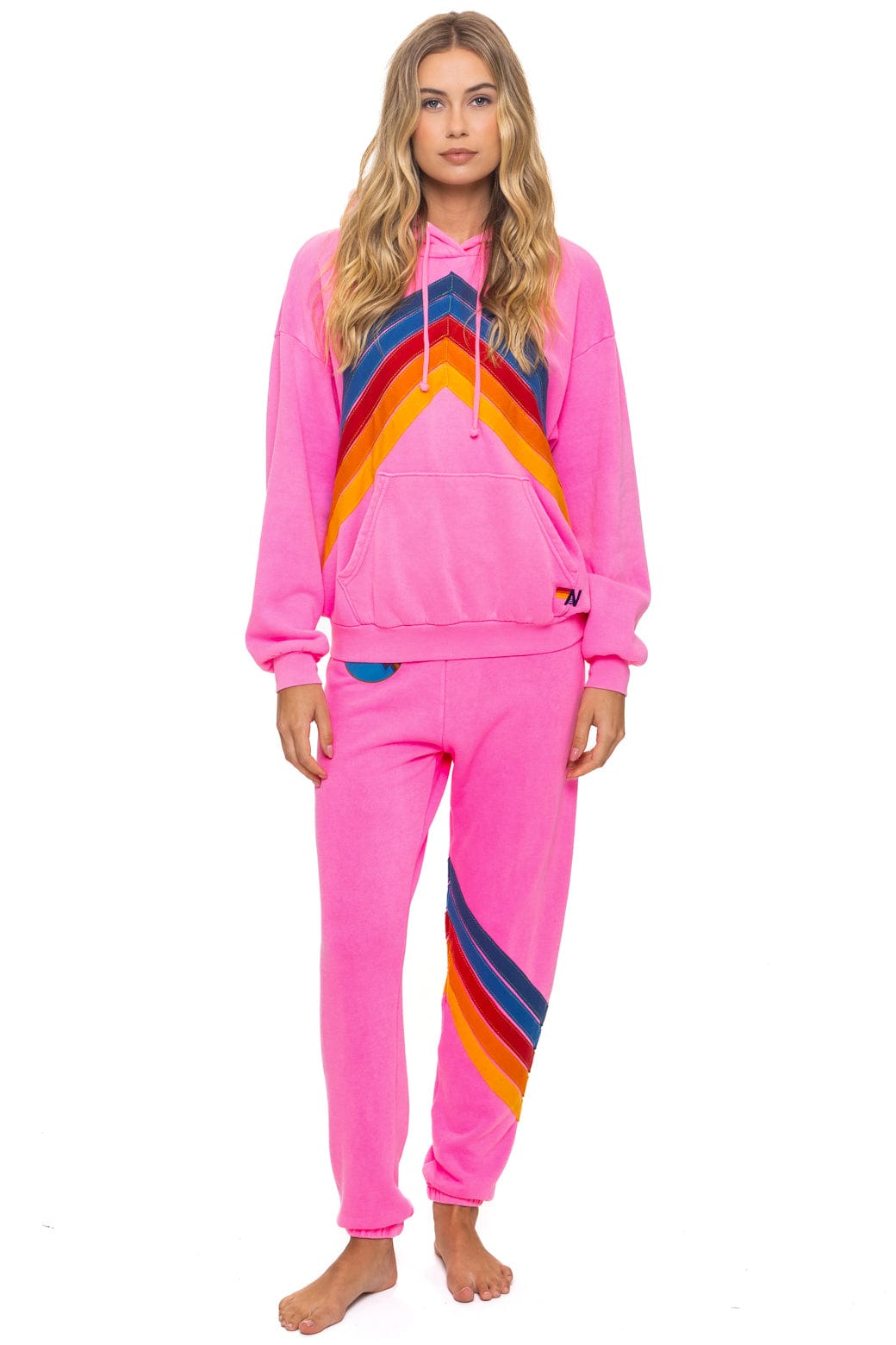 Classic MOUNTAIN STITCH CHEVRON PULLOVER HOODIE RELAXED - NEON PINK