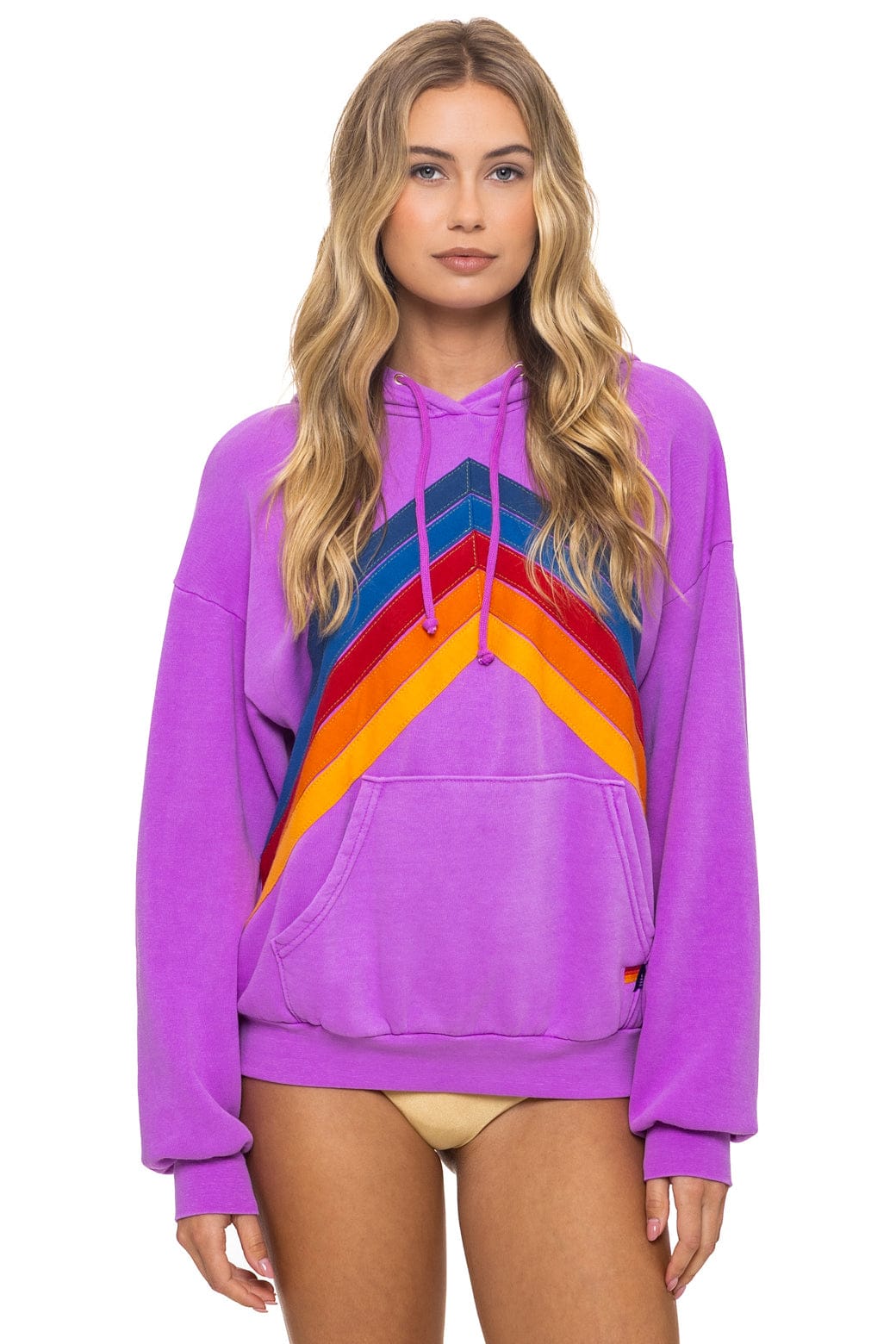Classic MOUNTAIN STITCH CHEVRON PULLOVER HOODIE RELAXED - NEON PURPLE