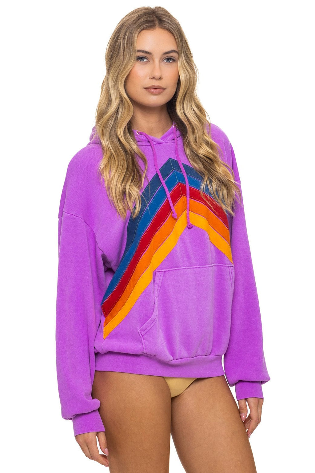 Classic MOUNTAIN STITCH CHEVRON PULLOVER HOODIE RELAXED - NEON PURPLE