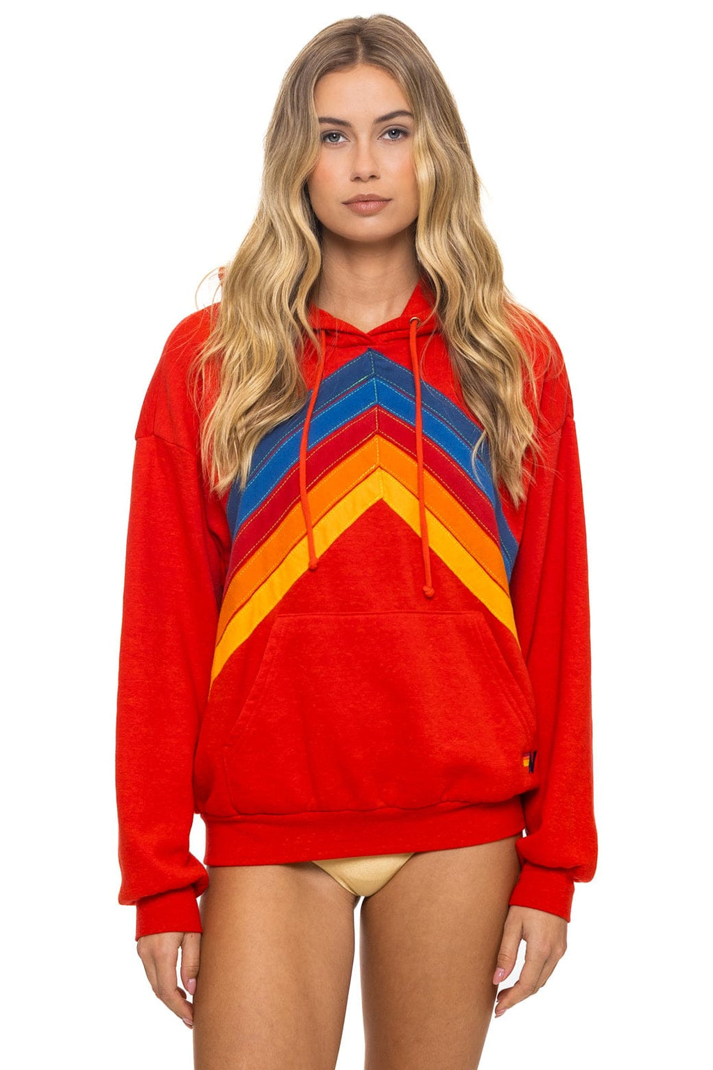 Classic MOUNTAIN STITCH CHEVRON PULLOVER HOODIE RELAXED - RED