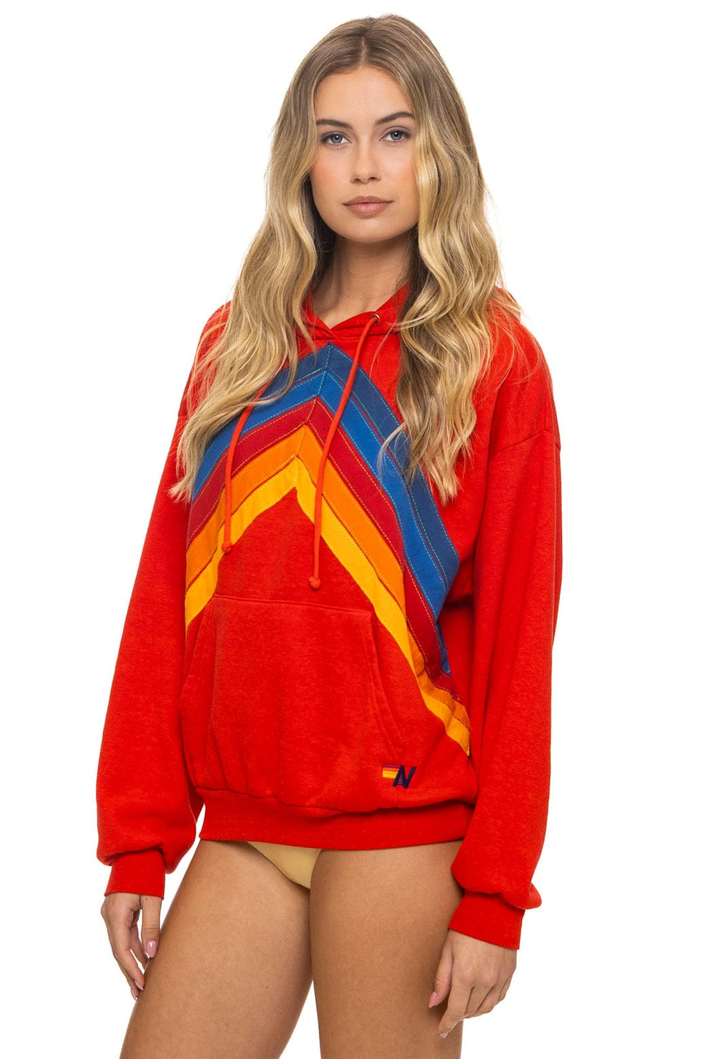 Classic MOUNTAIN STITCH CHEVRON PULLOVER HOODIE RELAXED - RED