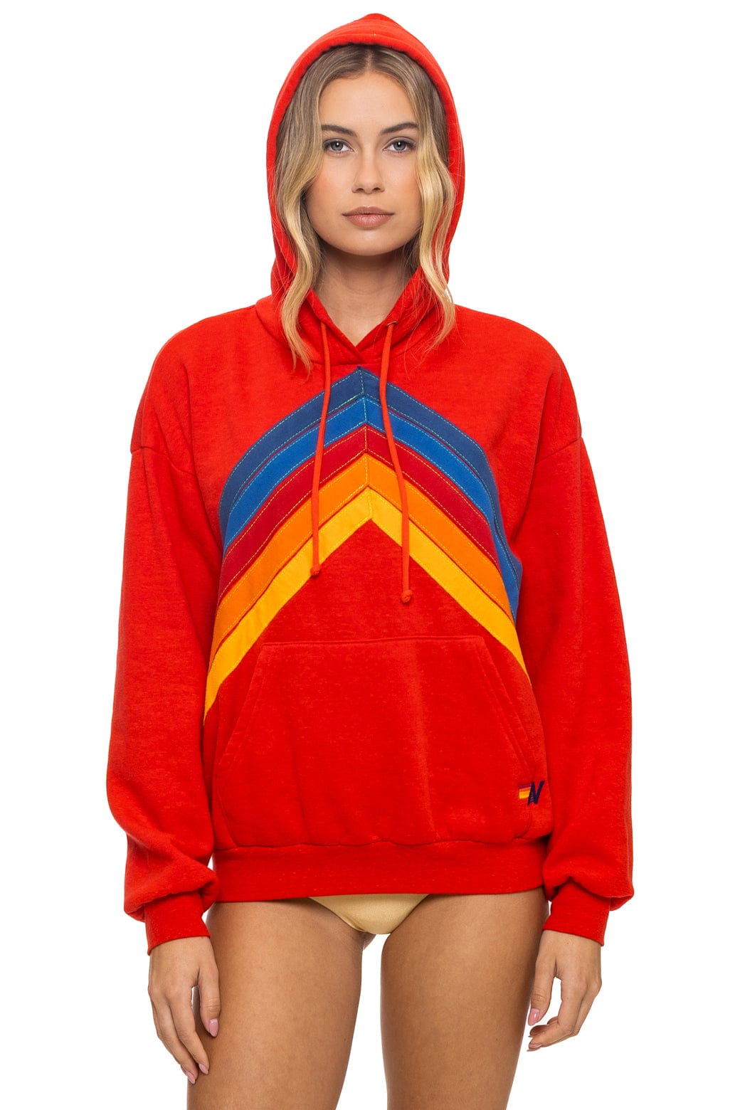 Classic MOUNTAIN STITCH CHEVRON PULLOVER HOODIE RELAXED - RED