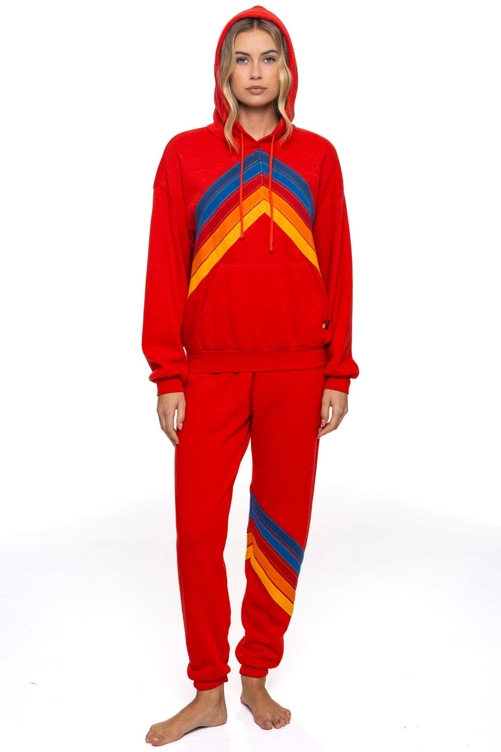 Classic MOUNTAIN STITCH CHEVRON PULLOVER HOODIE RELAXED - RED