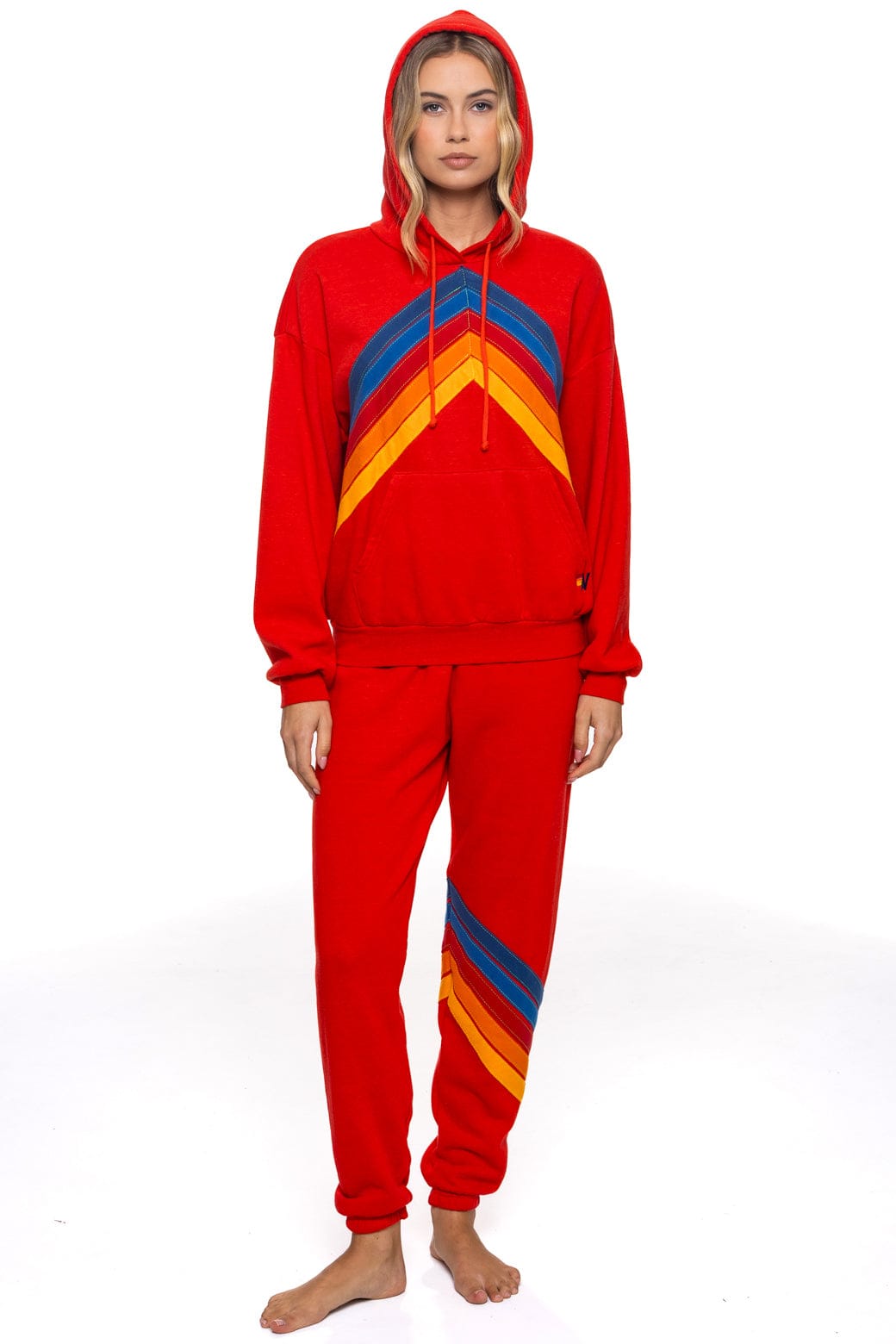 Classic MOUNTAIN STITCH CHEVRON PULLOVER HOODIE RELAXED - RED