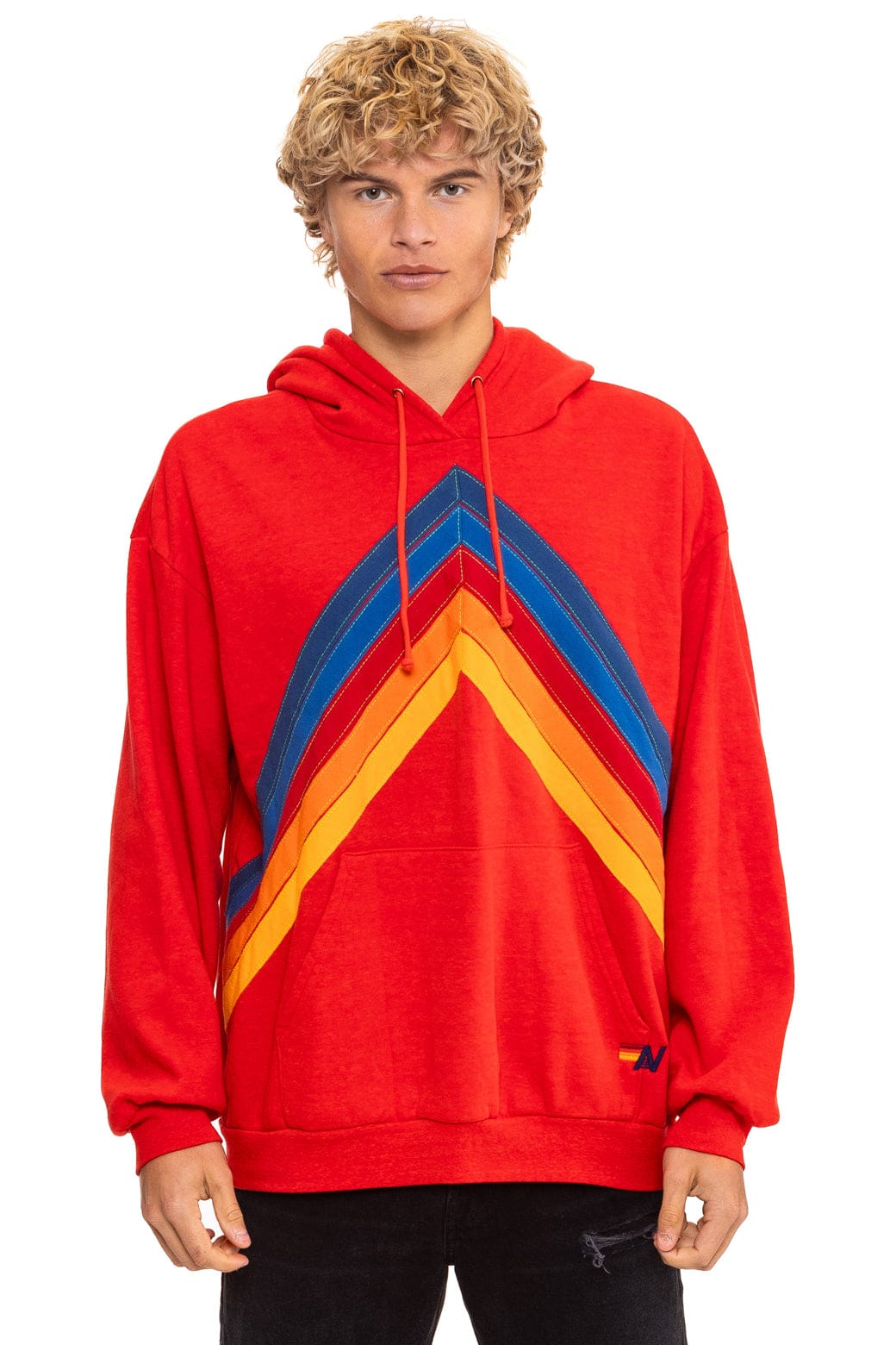 Classic MOUNTAIN STITCH CHEVRON PULLOVER HOODIE RELAXED - RED