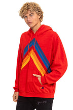 Classic MOUNTAIN STITCH CHEVRON PULLOVER HOODIE RELAXED - RED