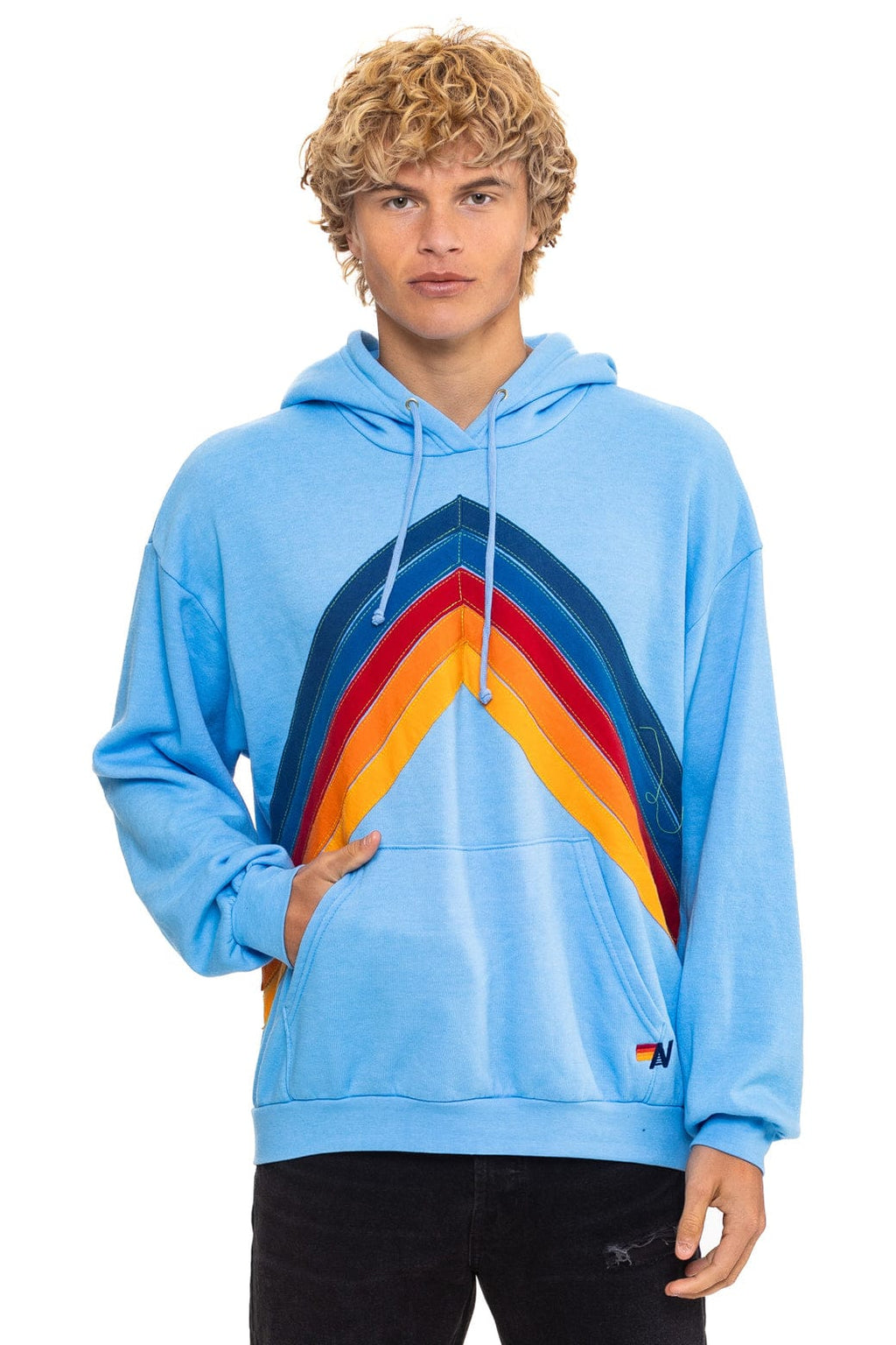 Classic MOUNTAIN STITCH CHEVRON PULLOVER HOODIE RELAXED - SKY