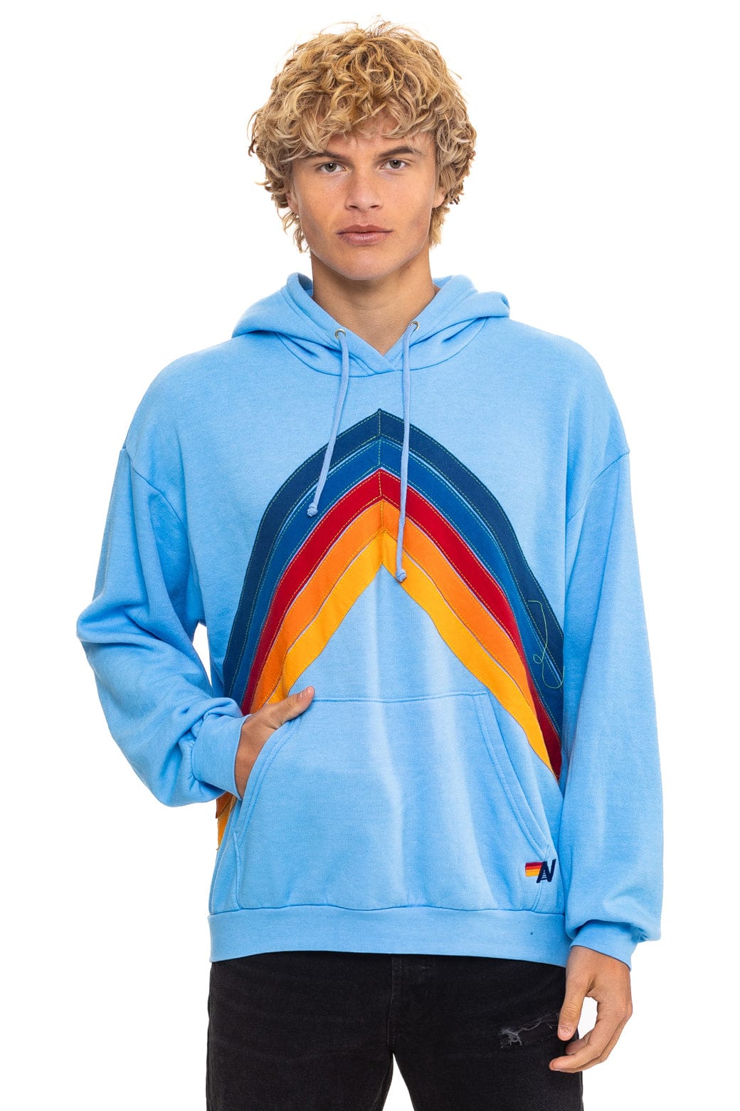 Classic MOUNTAIN STITCH CHEVRON PULLOVER HOODIE RELAXED - SKY
