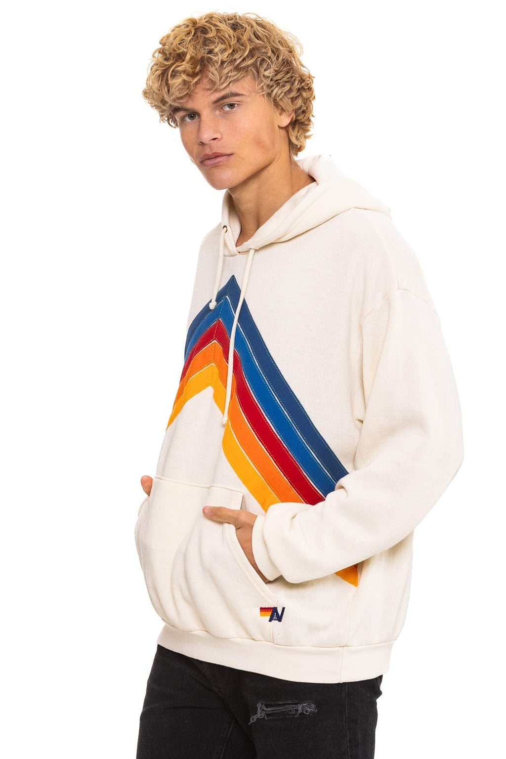Classic MOUNTAIN STITCH CHEVRON PULLOVER HOODIE RELAXED - VINTAGE WHITE