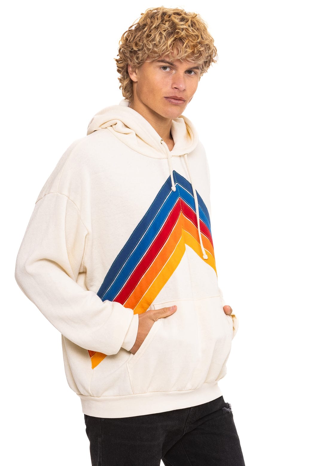 Classic MOUNTAIN STITCH CHEVRON PULLOVER HOODIE RELAXED - VINTAGE WHITE