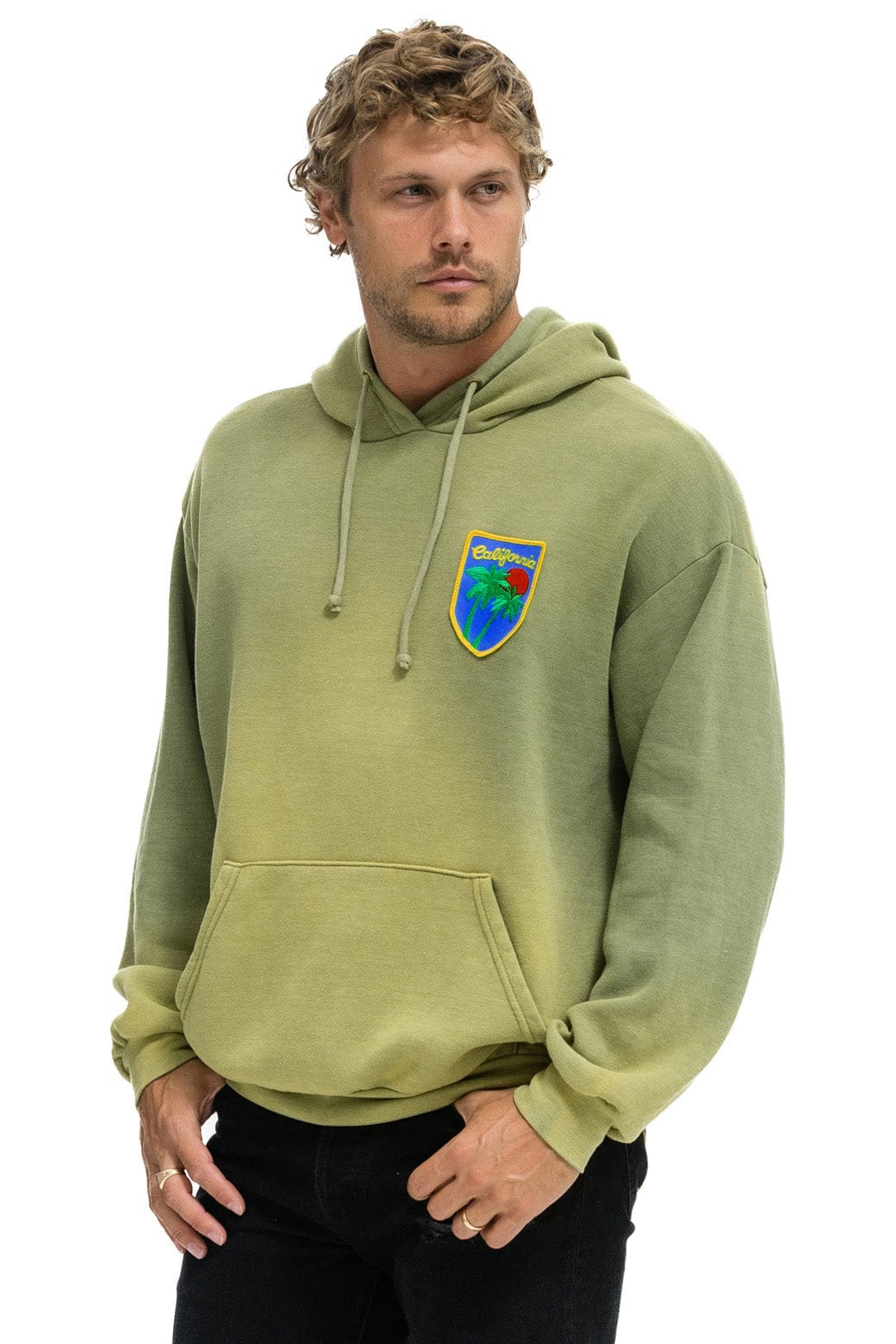 Classic CALIFORNIA PALM PATCH PULLOVER RELAXED HOODIE - FADED ARMY