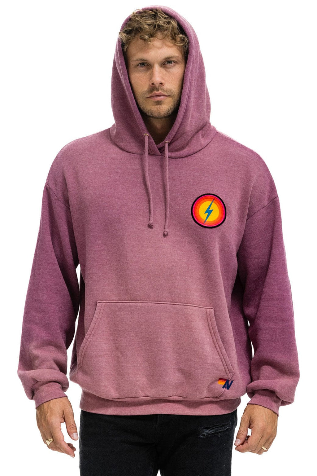 Classic BOLT BULLSEYE PATCH PULLOVER RELAXED HOODIE - FADED BERRY