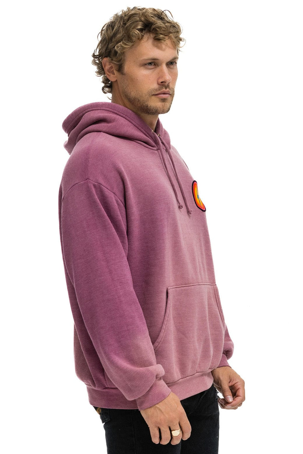 Classic BOLT BULLSEYE PATCH PULLOVER RELAXED HOODIE - FADED BERRY